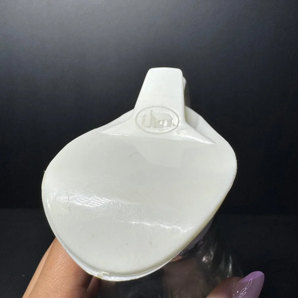 Vintage Log Cabin Glass Syrup Pitcher Gold Eagle Pattern Flip Top Lid 8.5 inch